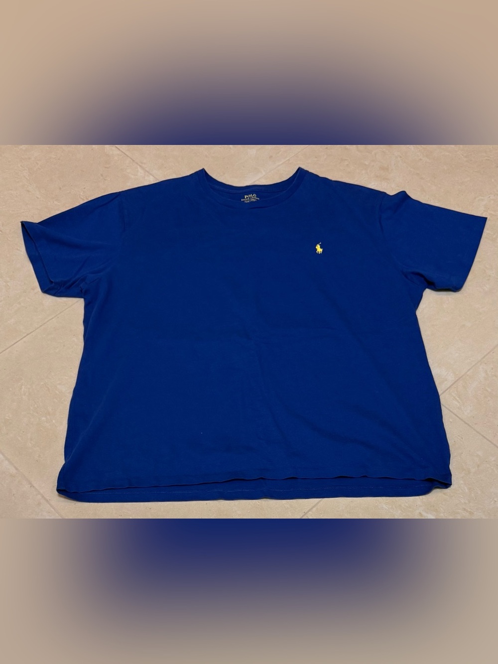 Polo by Ralph Lauren Men’s Short Sleeve Crew T-Shirt - Blue with Yellow Logo XXL - Picture 7 of 10